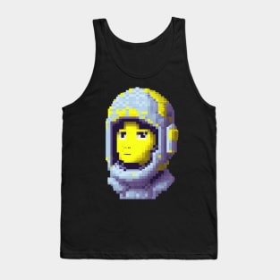 Pixelated Astronaut Head - Yellow Tank Top